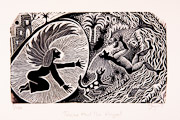 Tobias and the Angel (wood engraving) 18x10